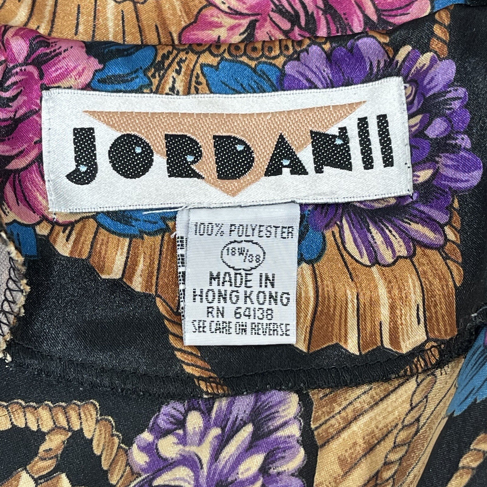 Jordan II Womens Vintage Silky Jacket Asian Inspired Fans Gold Purple Blue