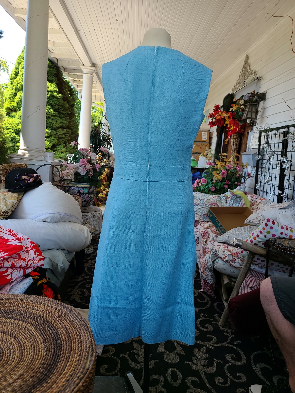 Vintage 60s DEL MOD cotton blue shift dress classic 40 bust