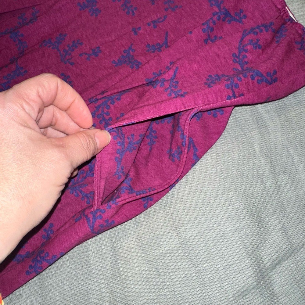Vintage Pasta Magenta Pink Purple Vine Print Cotton Pants High Waist Small NWT