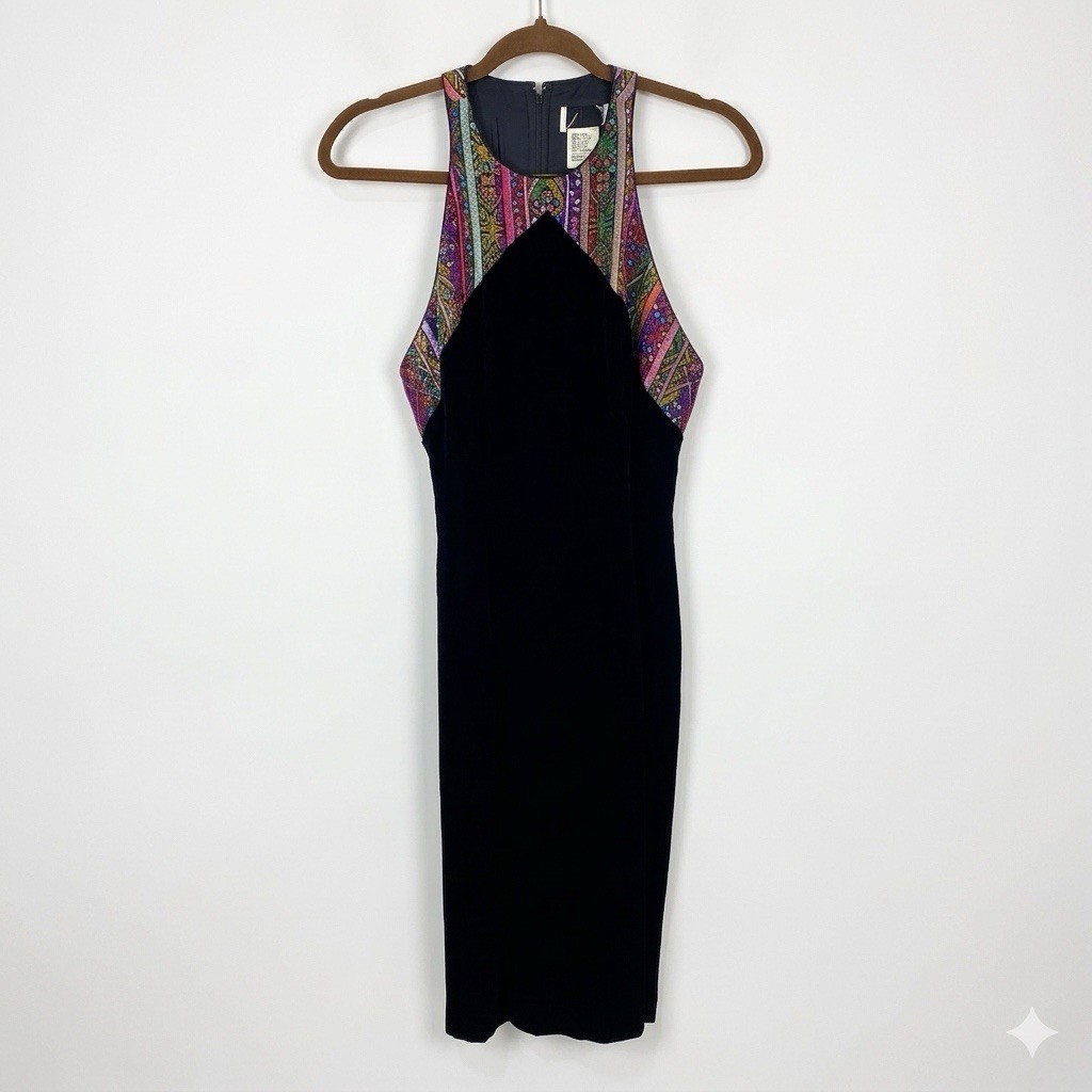 Vintage Rimini for Saks Fifth Avenue Velvet & Metallic Brocade T-Back Dress 4