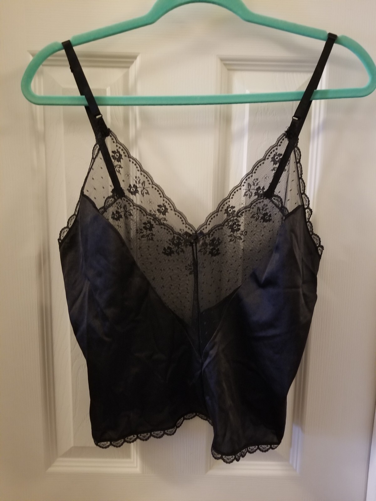 Vintage Ashley Taylor Camisole Black Scalloped Lace Sexy Romantic Lingerie M