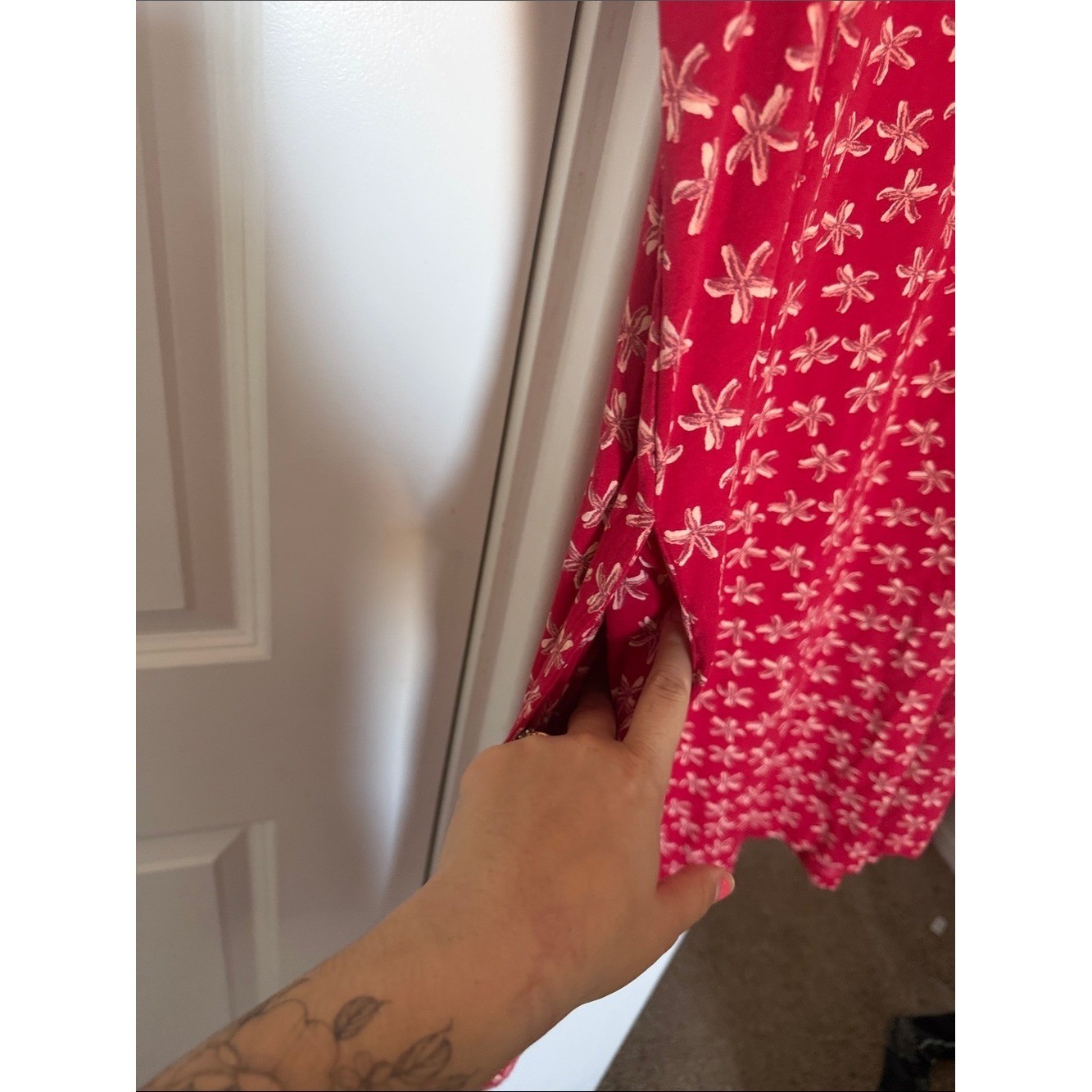 Ulla Popken Red starfish sea ocean dress plus 24/26 short sleeve granny vtg