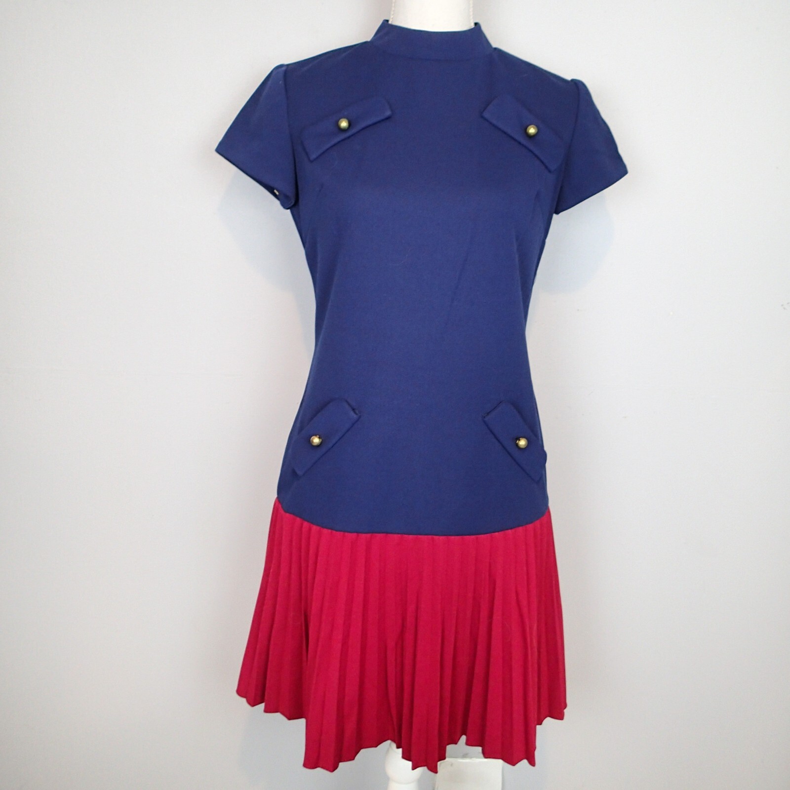 John Norman vtg Blue maroon dark red pleated Pleated Dress 1950s sz 8 S/m ?