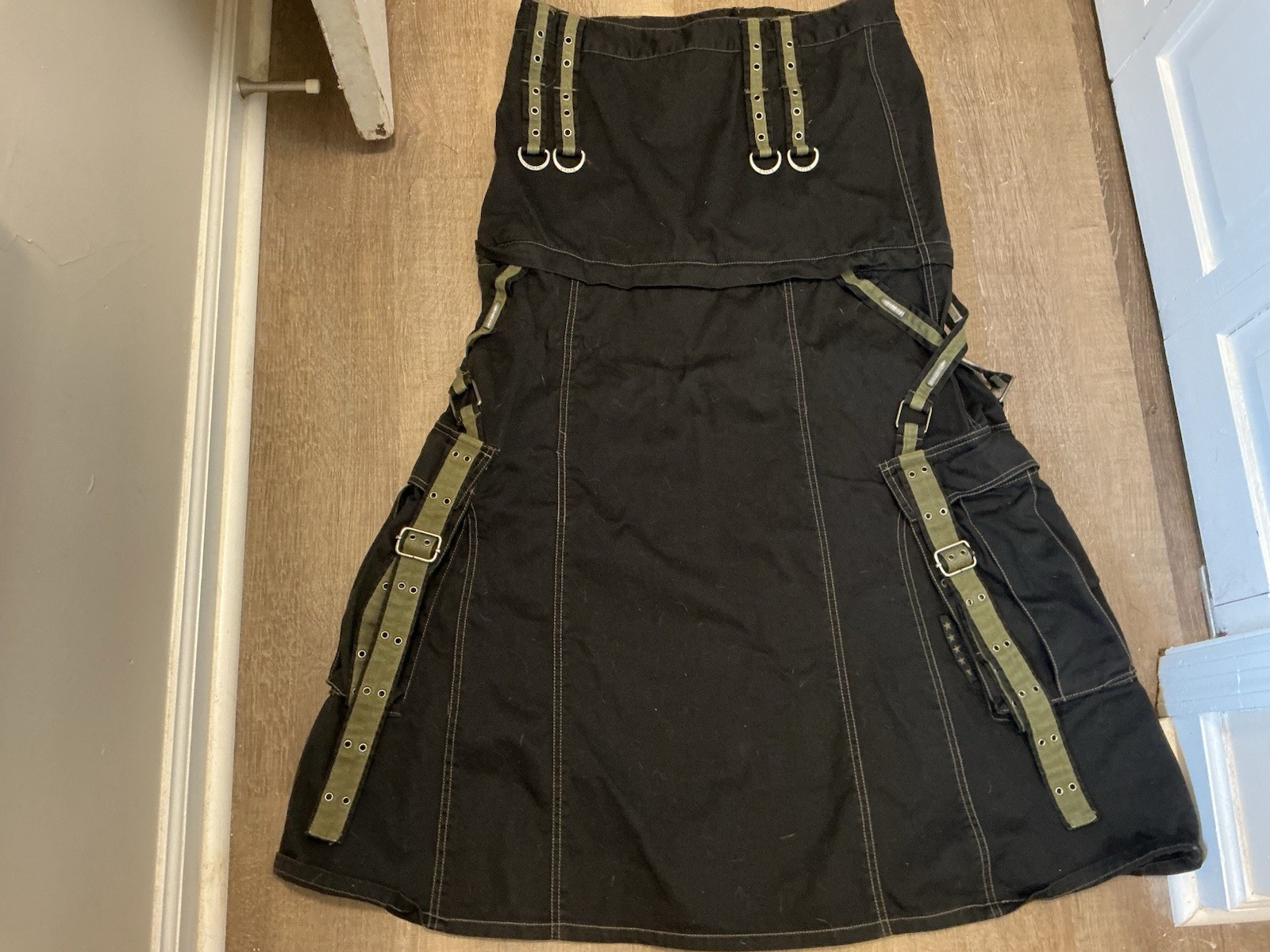 Vintage 2004 Y2K Tripp NYC Military Bullet Cargo Zip Off Maxi Skirt L Flawless