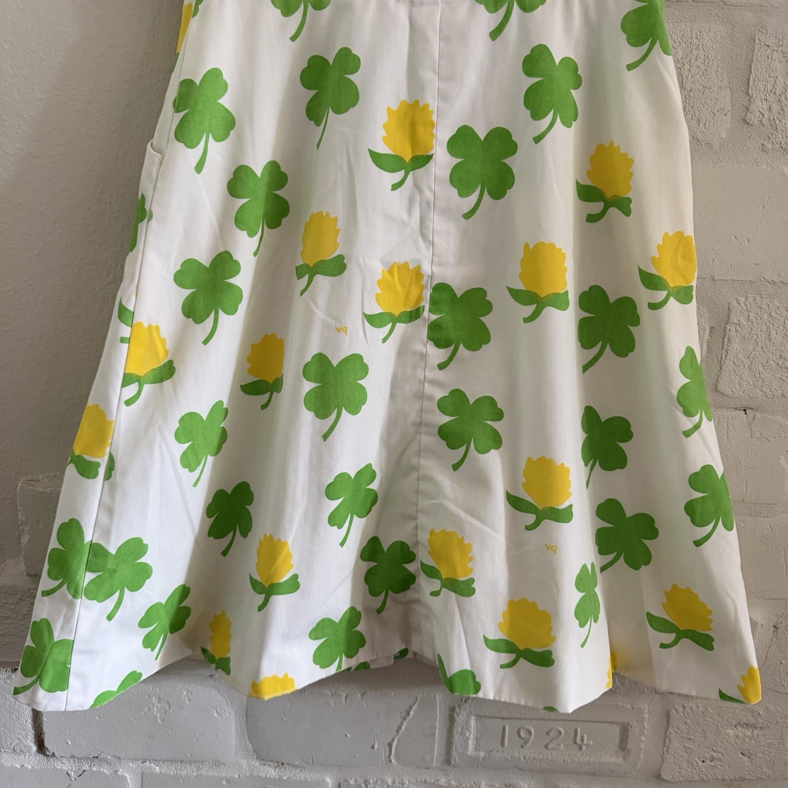 The Vested Gentress Lucky Shamrock Clover Slvls Dress Vtg 60/70s Sz 12 Medium