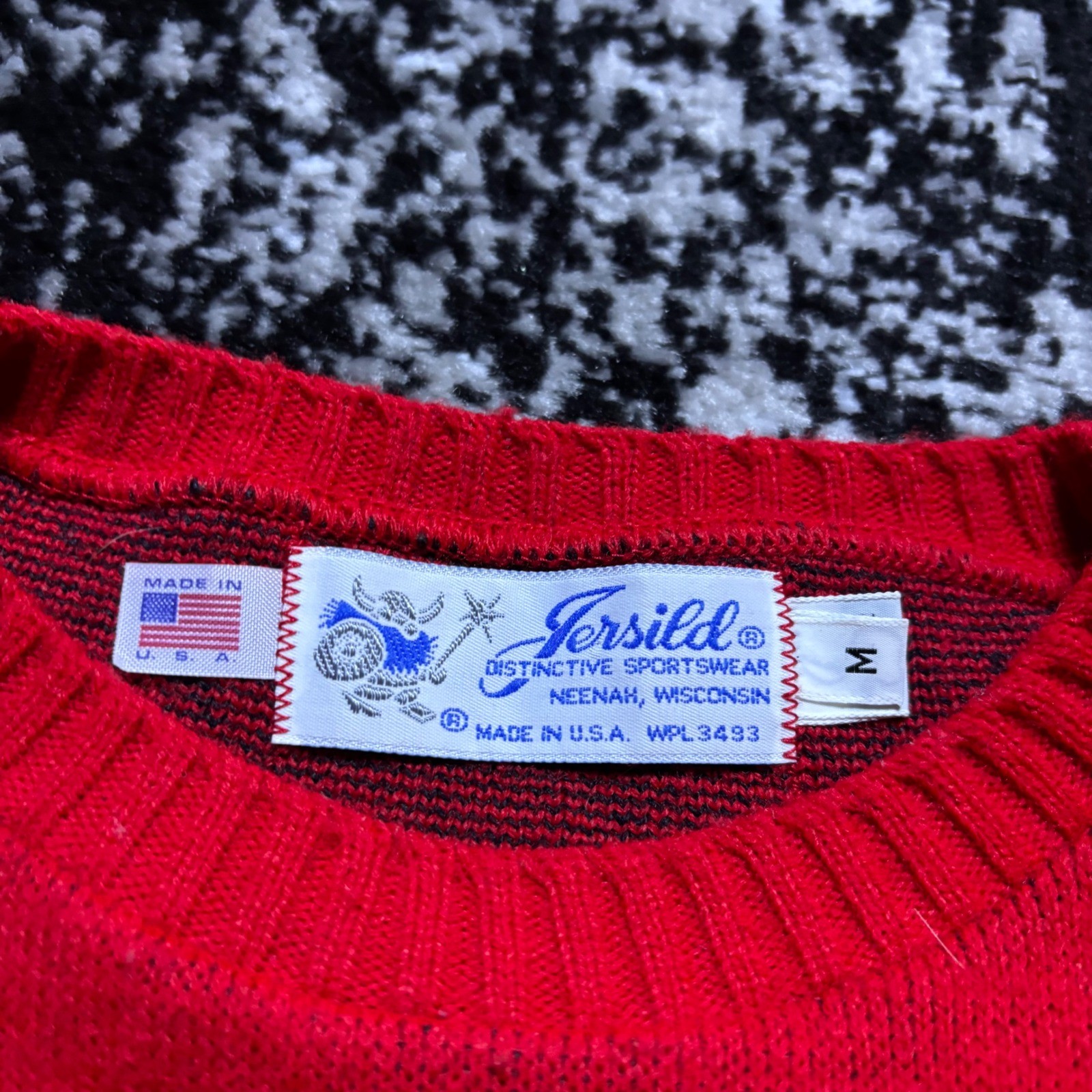 Vintage Jersild Red Loon Bird Knit Sweater Made in USA Acrylic Women Medium