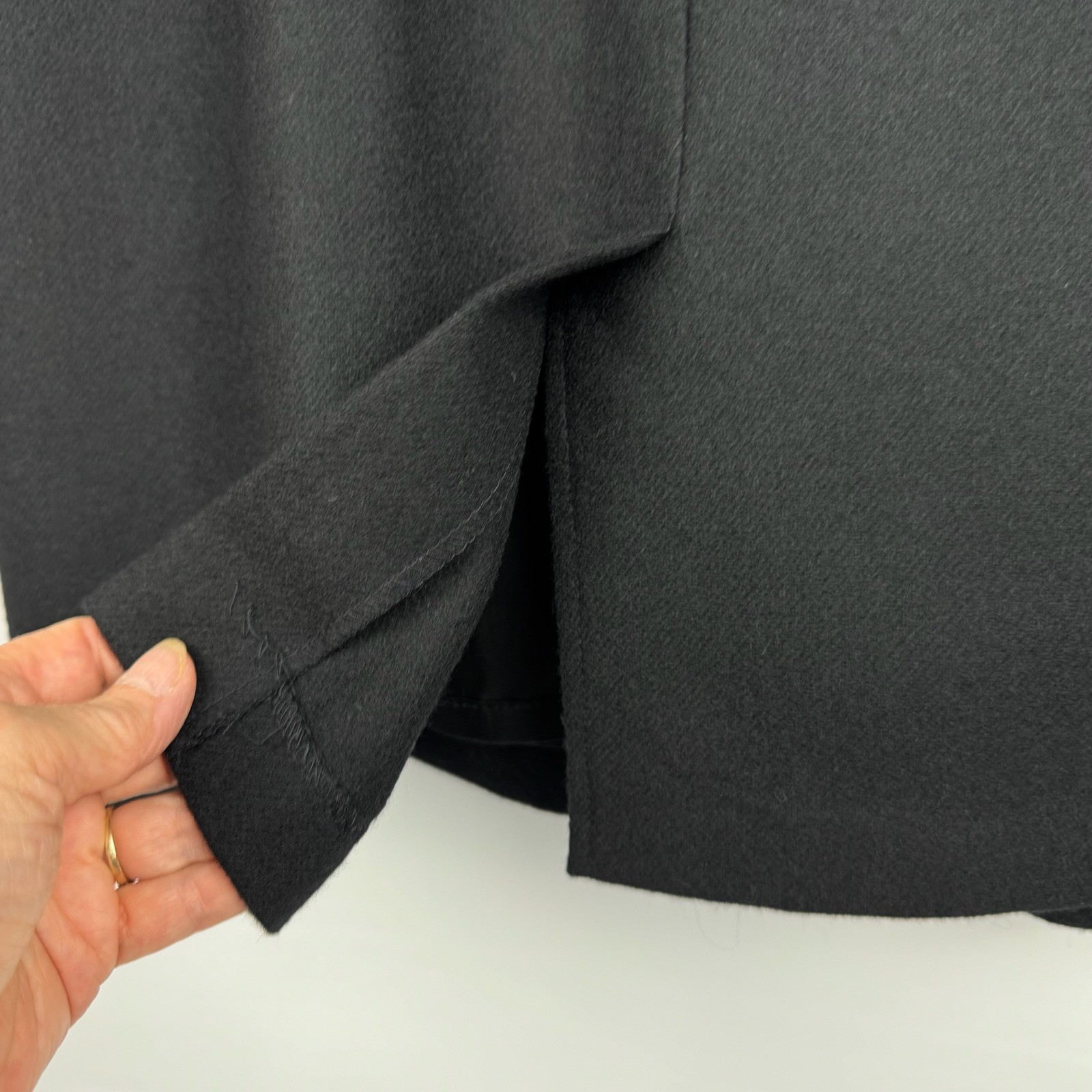 Vtg Ilysa Hart LTD Pleated 100% Pure Wool Women’s Black A Line Skirt Size 14