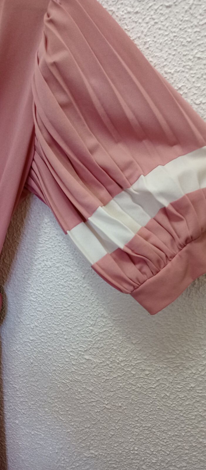 Vintage Riccardo Small Dress Pink Pleated Bottom Sheer Short Puff Sleeves