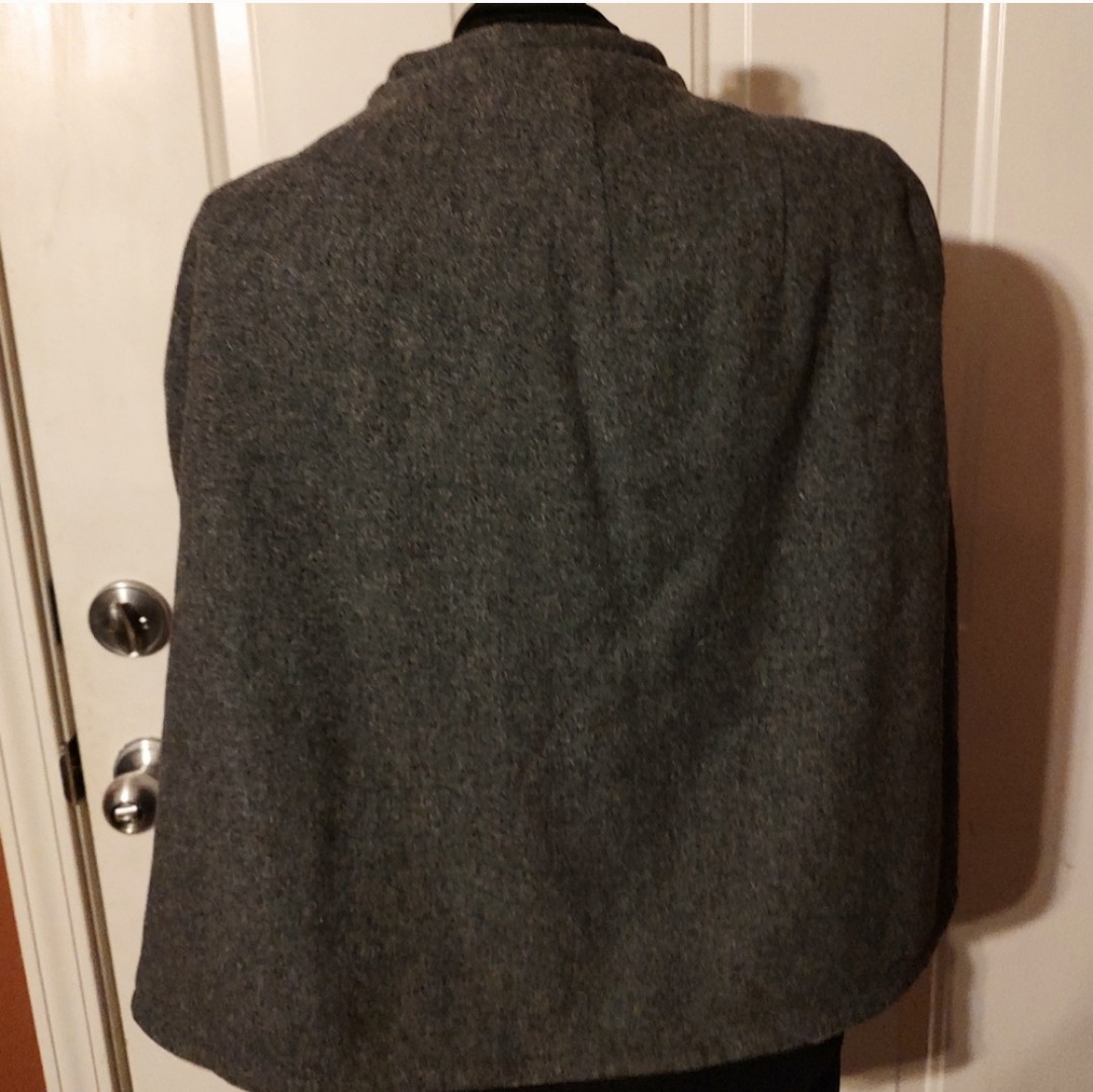 🩶🐑🤎 Stunning RARE Antique Vintage Reversible Wool Cape Shawl Wrap Stole Frock