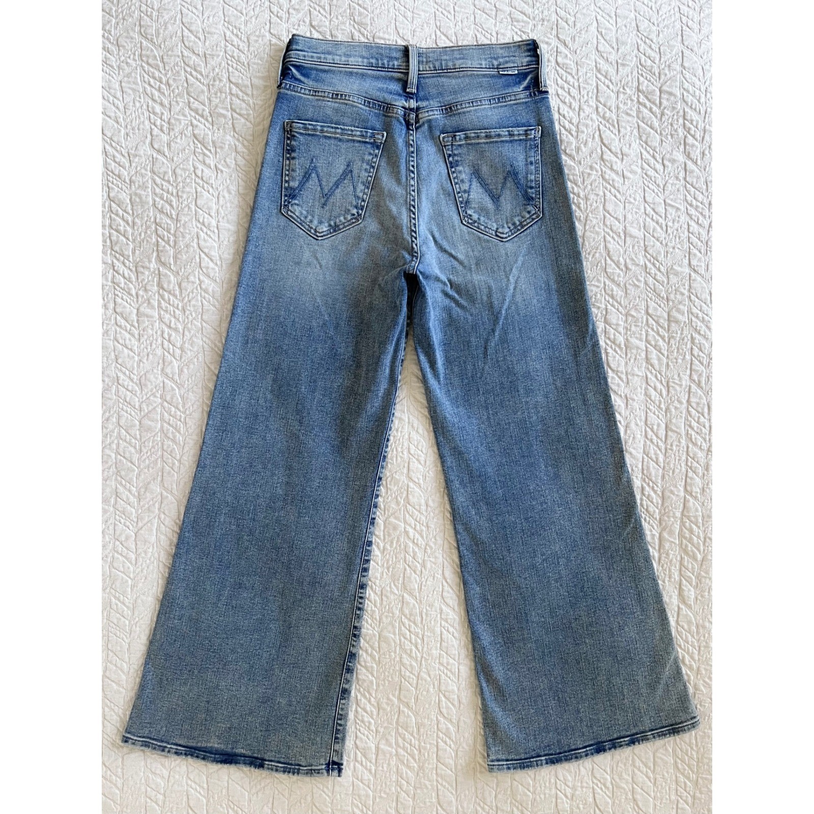 MOTHER The Tomcat Roller Ankle 27 Light Blue Jeans Wide Leg Crop