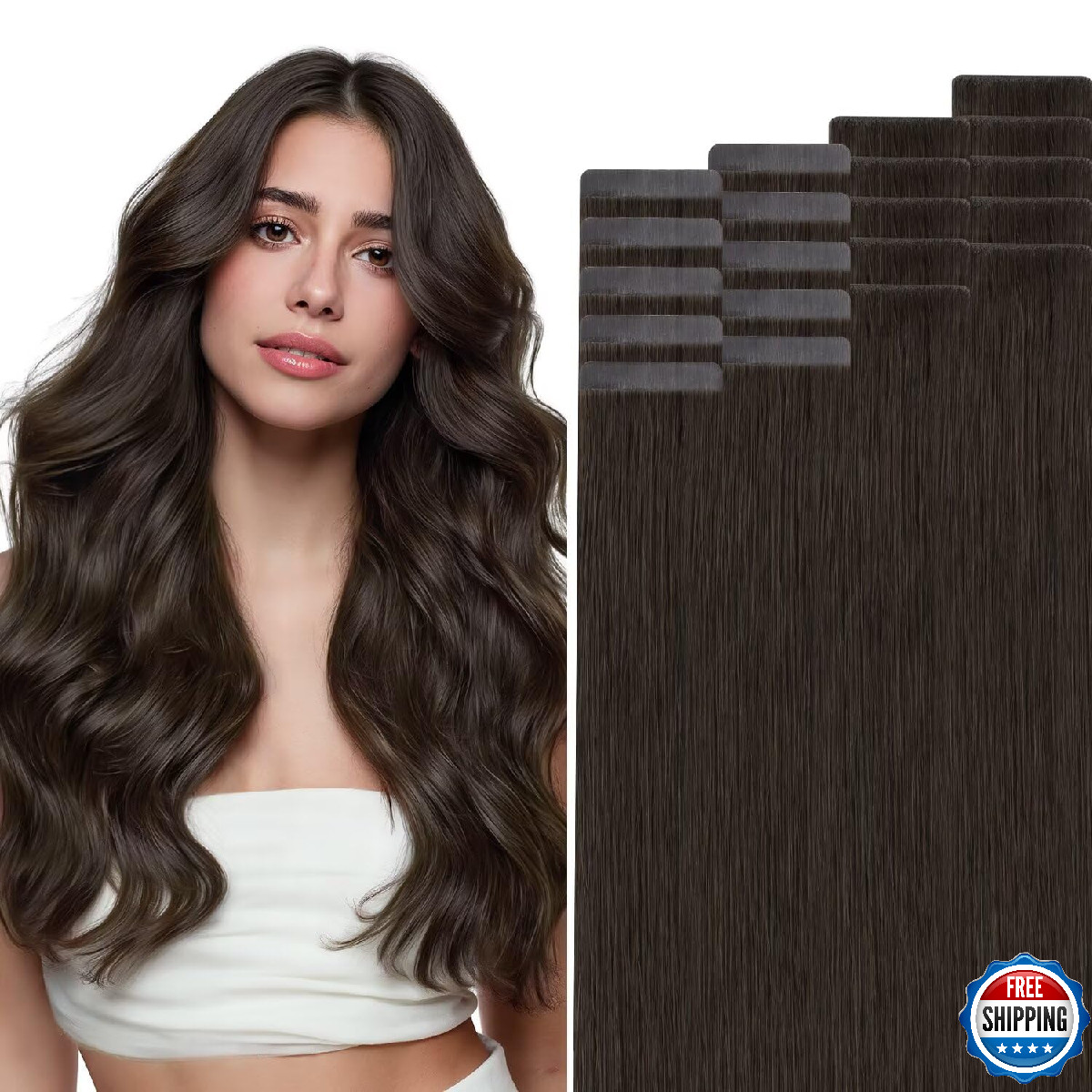 HOTBANANA Invisi Edge Tape in Hair Extensions Human Hair, 18inch 50g 10pcs Invis