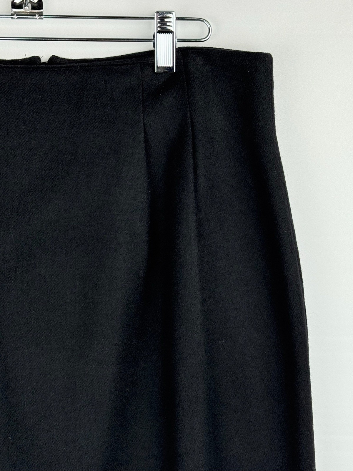 Vtg Ilysa Hart LTD Pleated 100% Pure Wool Women’s Black A Line Skirt Size 14