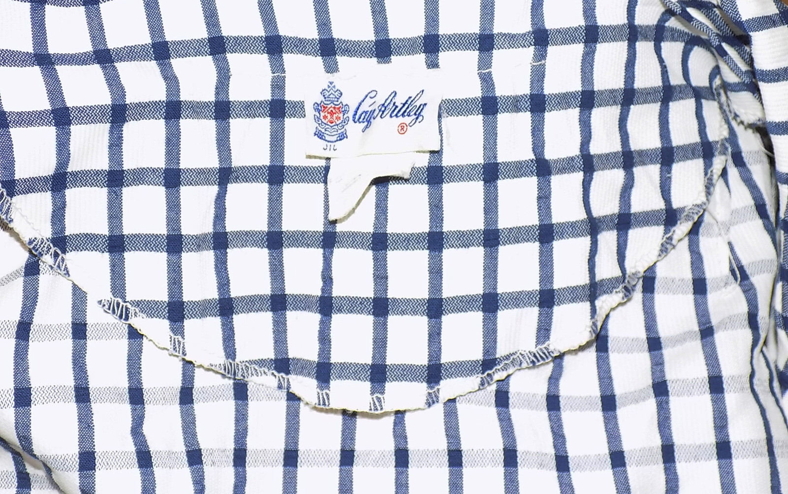 Vintage 60s Blue & White Ribbed Windowpane Cay Artley Suit B44 Size 22 1/2