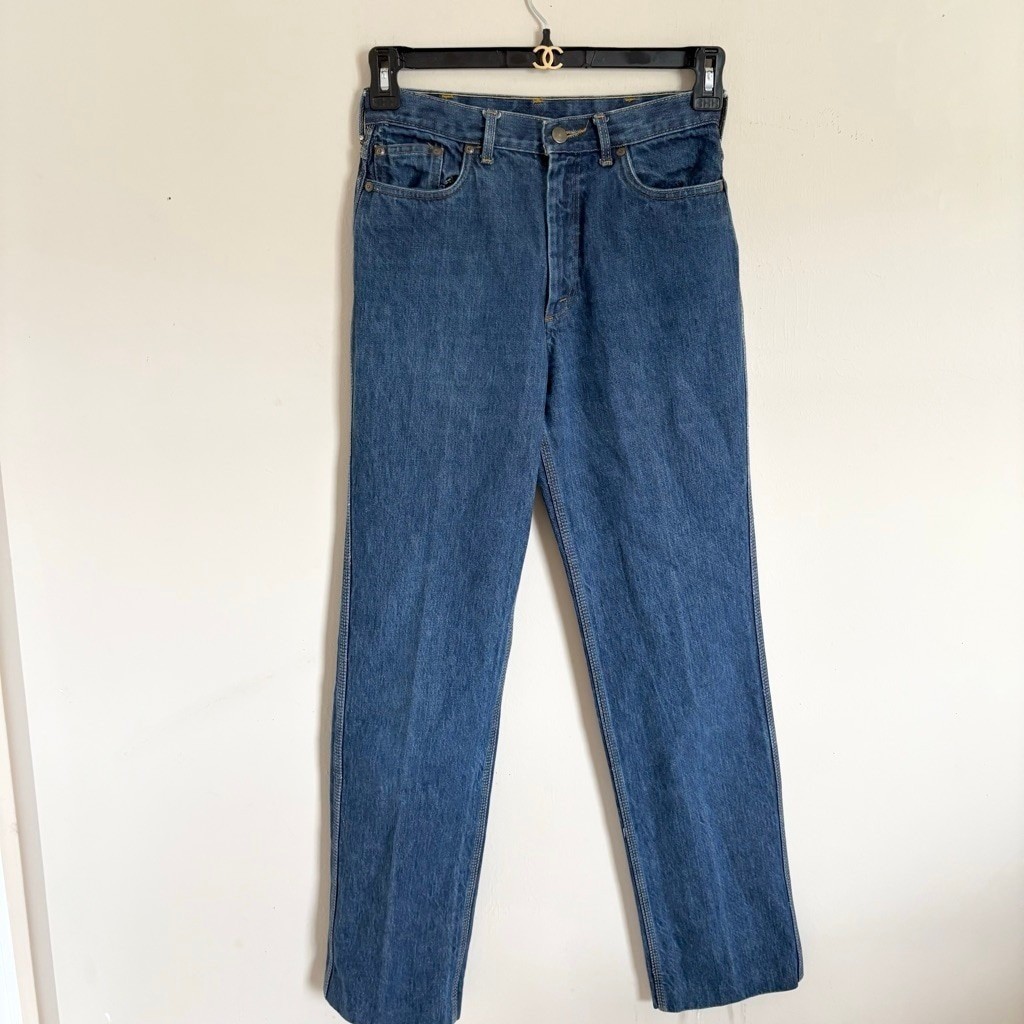 Landlubber Vintage 70s Straight Leg Jeans High Waisted 26×31″ Medium Wash