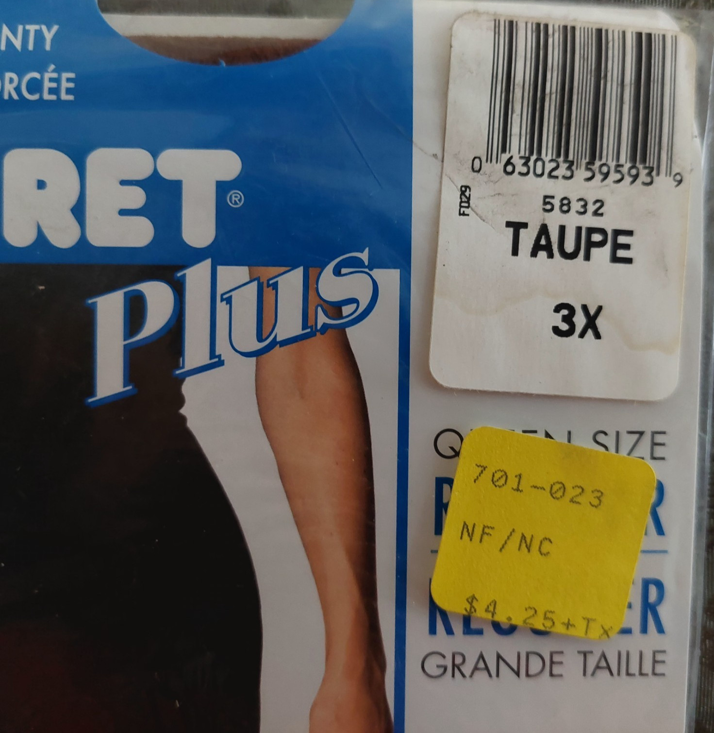 Vintage Pantyhose Secret Plus 9 Pack Special Reinforced Panty Taupe Size 3X