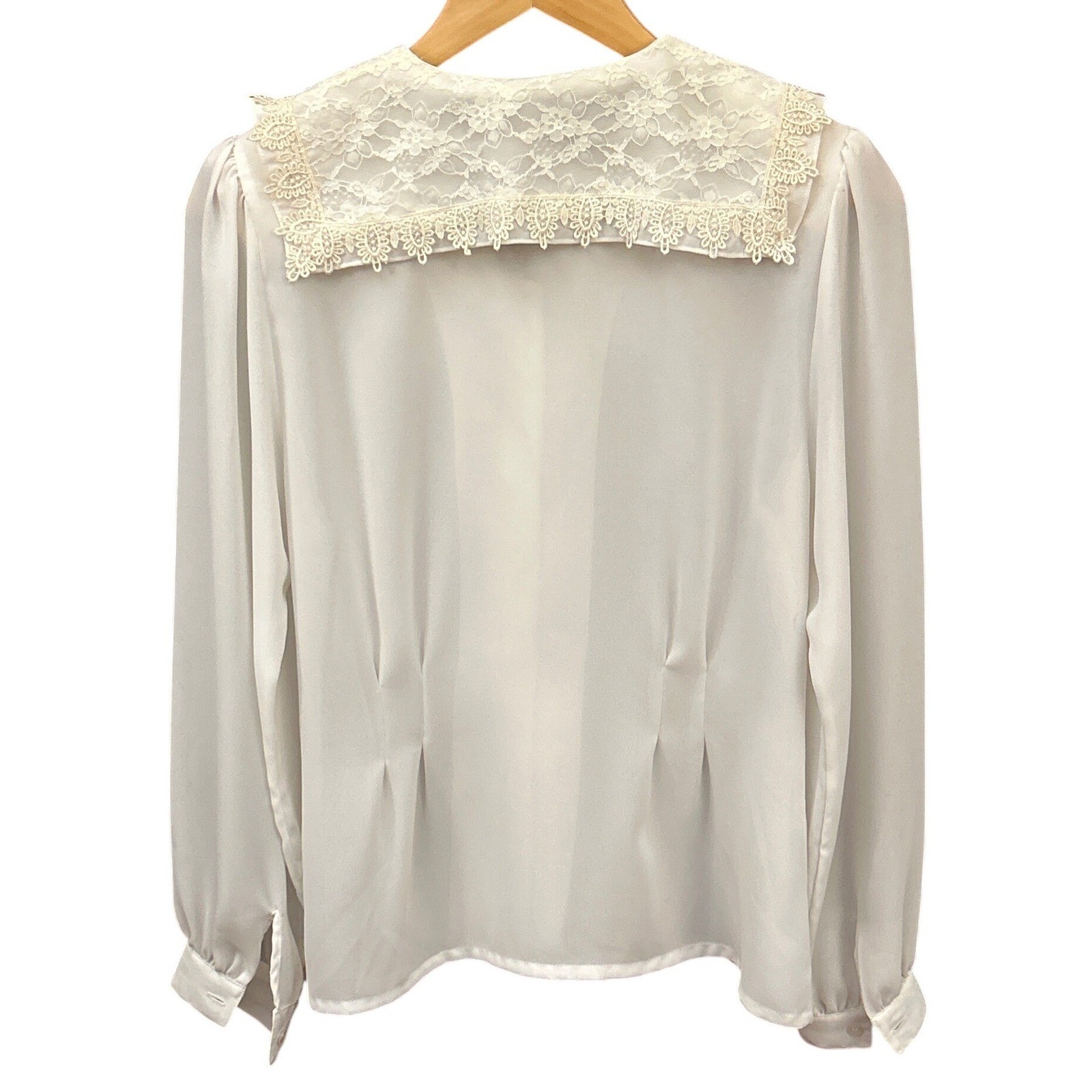 Vintage Unbranded Lace Collar Blouse Cottagecore Coquette Romantic Victorian