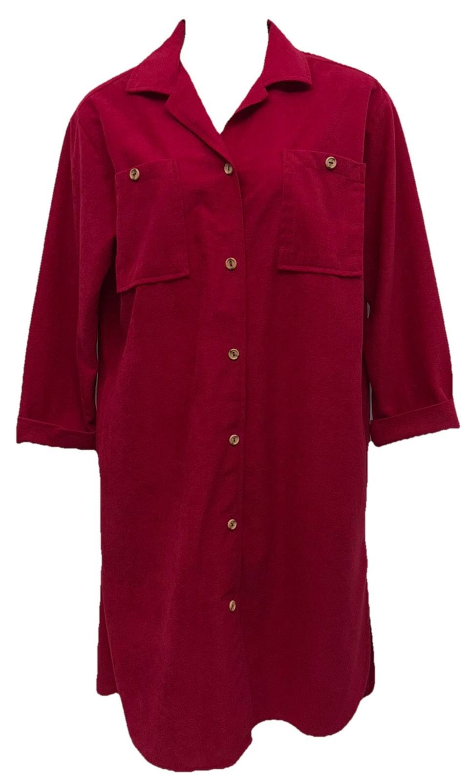VTG Alice Martin Size L Button Up Long Sleeve Flannel Shirt Dress-Pocket-Belted