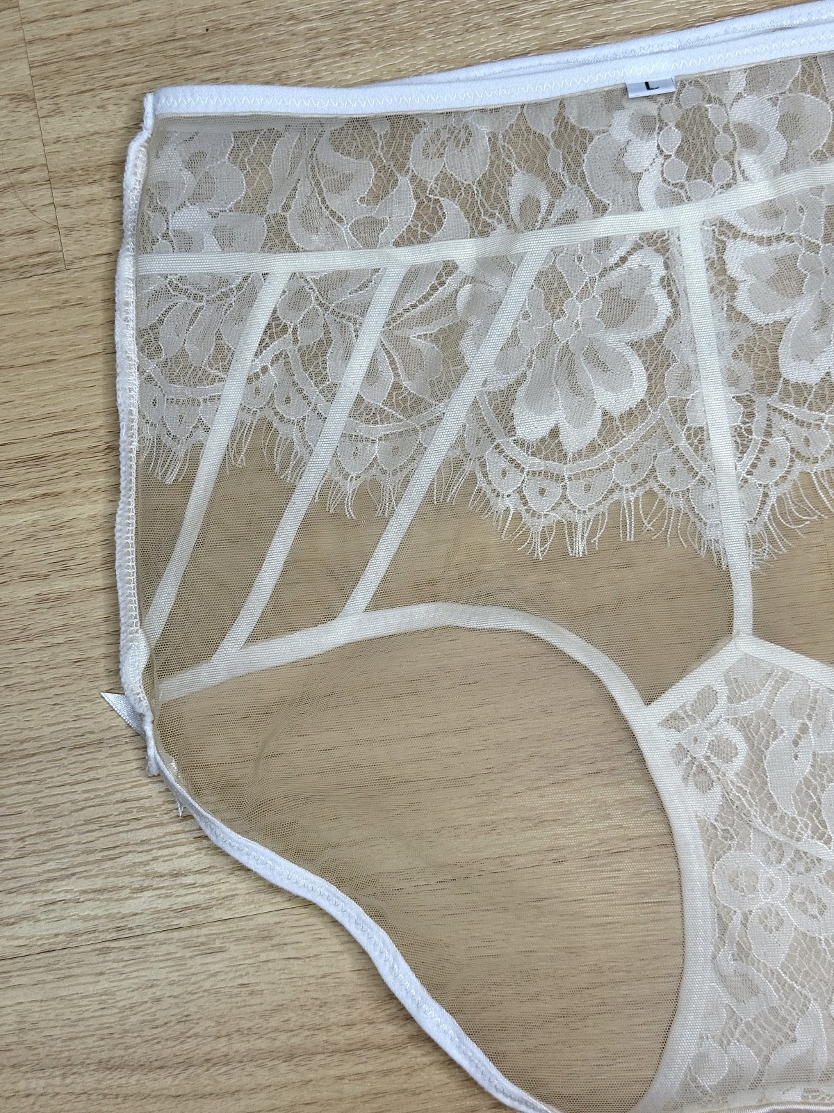 VTG Sheer Light Polyester Granny Panties Nylon Floral Lace Sissy Brief W. 28-30″