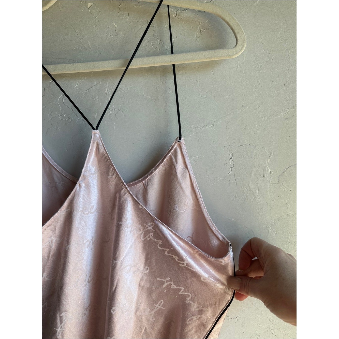Victoria’s Secret Pink Satin Script Cami Coquette Balletcore Loungewear Tank L