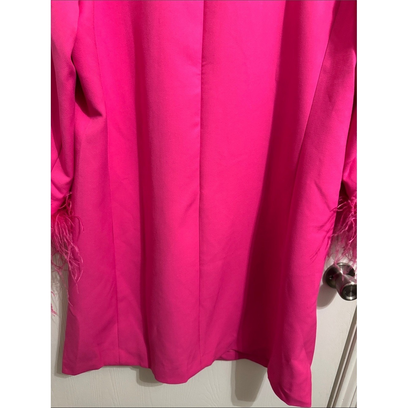 Tuckernuck Hot Pink Feather Sleeve Cocktail Shift Party Dress Mod Ellie XL Retro