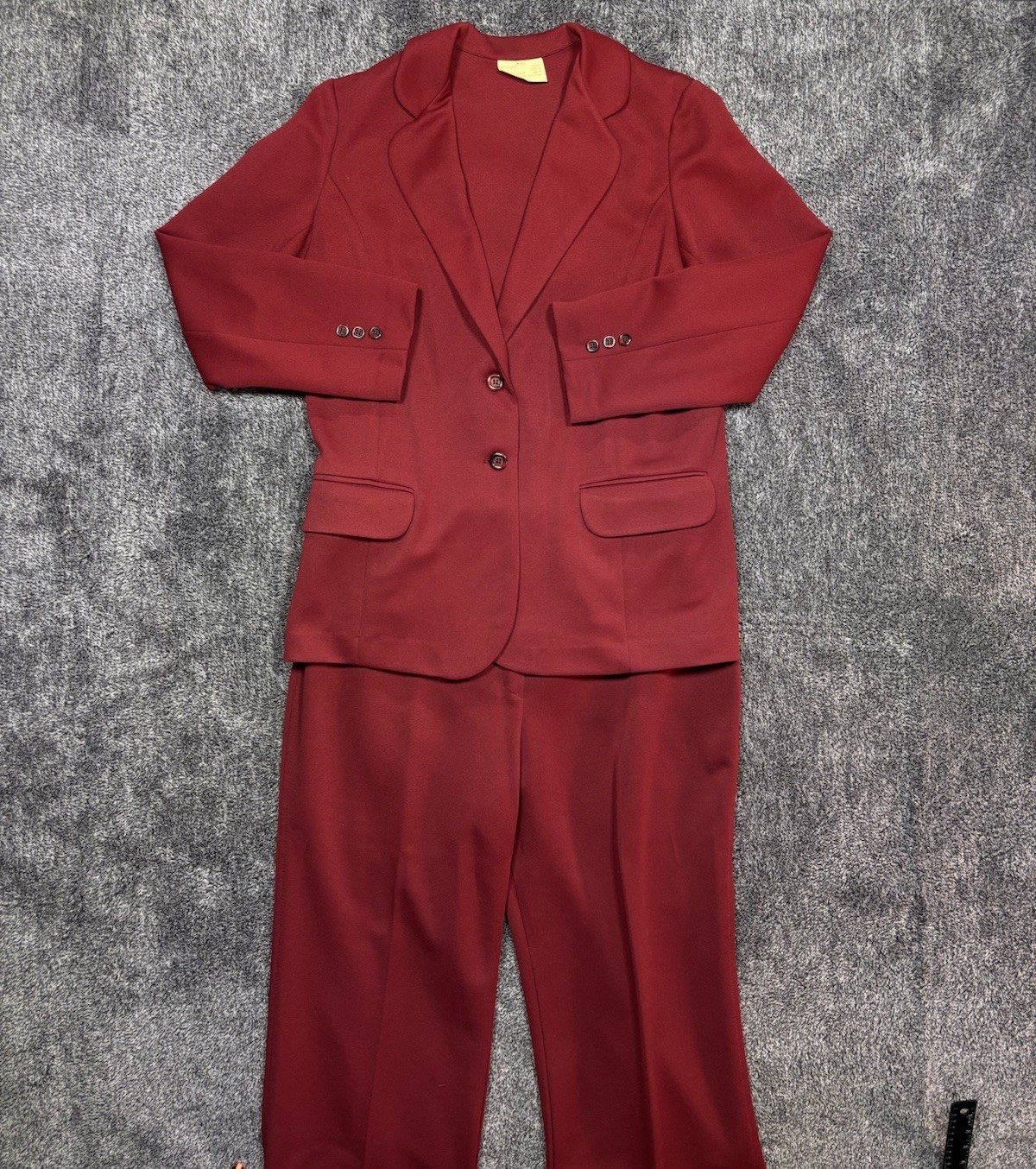 VTG 70s Sears Pants That Fit Suit Set Red Polyester Blazer Trousers Womens 16