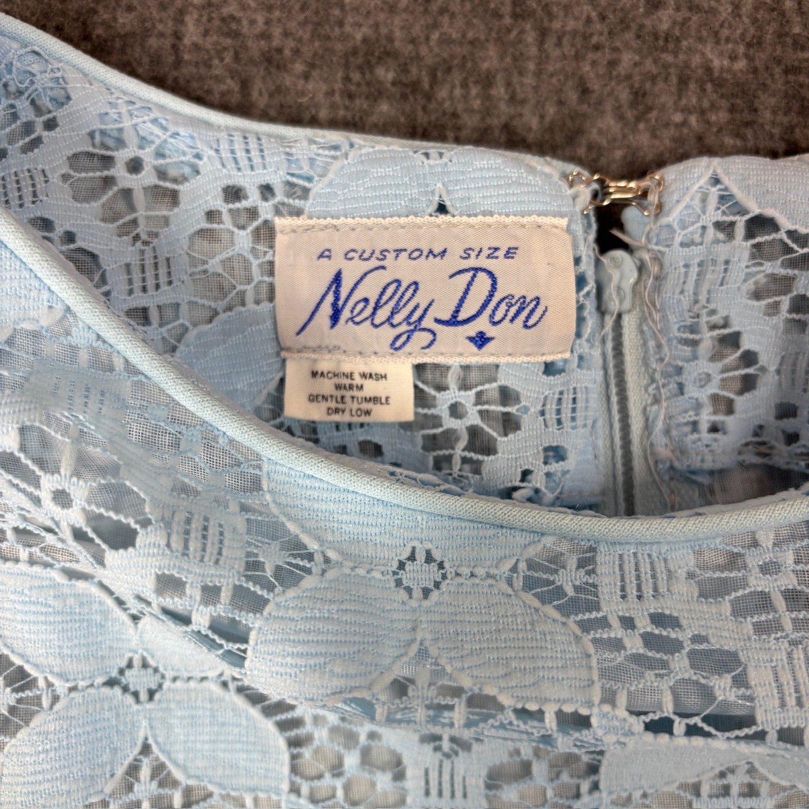 Nelly Don Vintage Blue Floral Lace Midi Wiggle Dress Belted Pastel XS