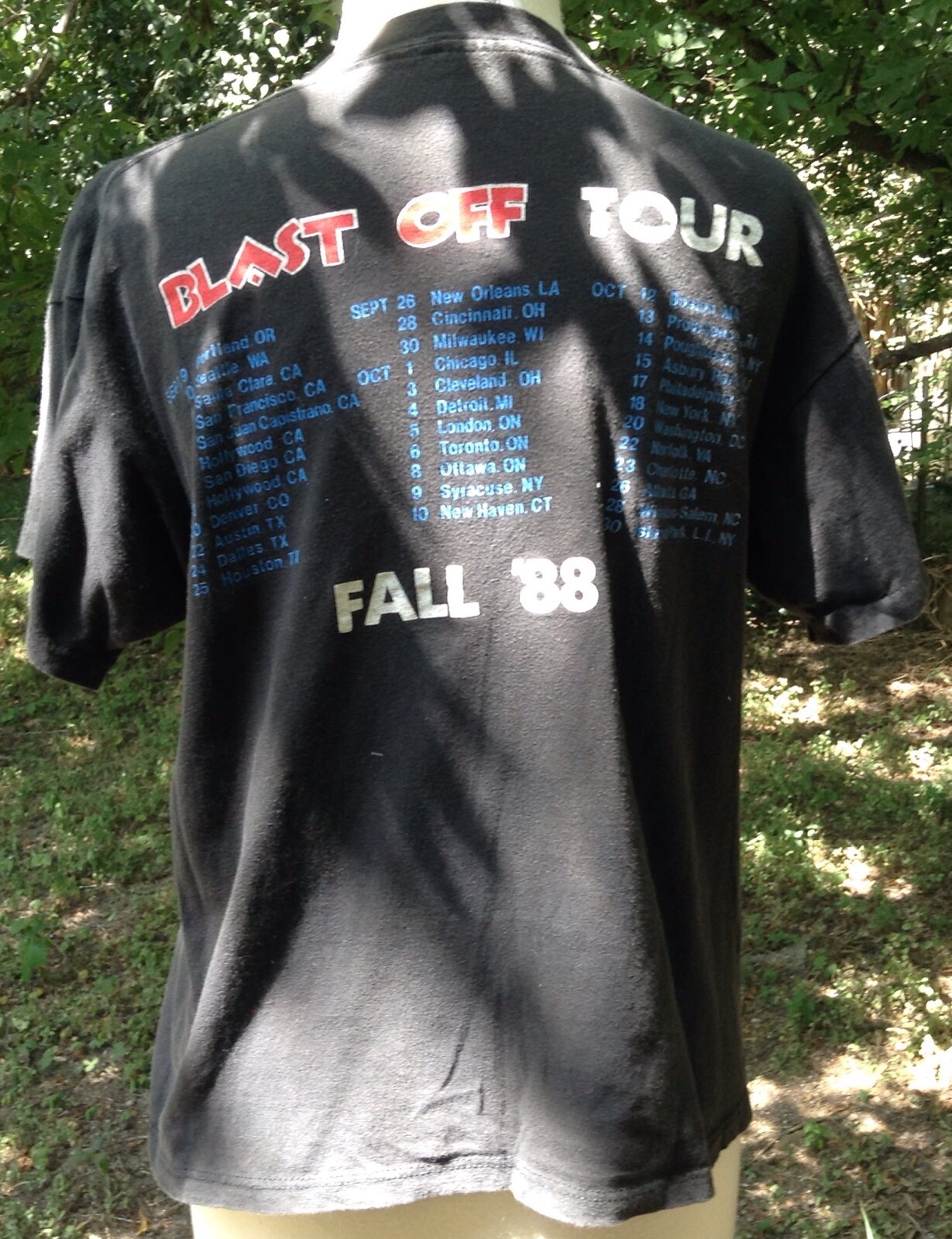 VTG 80s Stray Cats Blast Off Tour Black TShirt Sz L Rockabilly Swing Setzer READ
