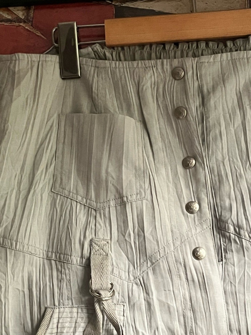 True Vintage 90s Y2K Parachute Crinkle Skirt Grey M-XL
