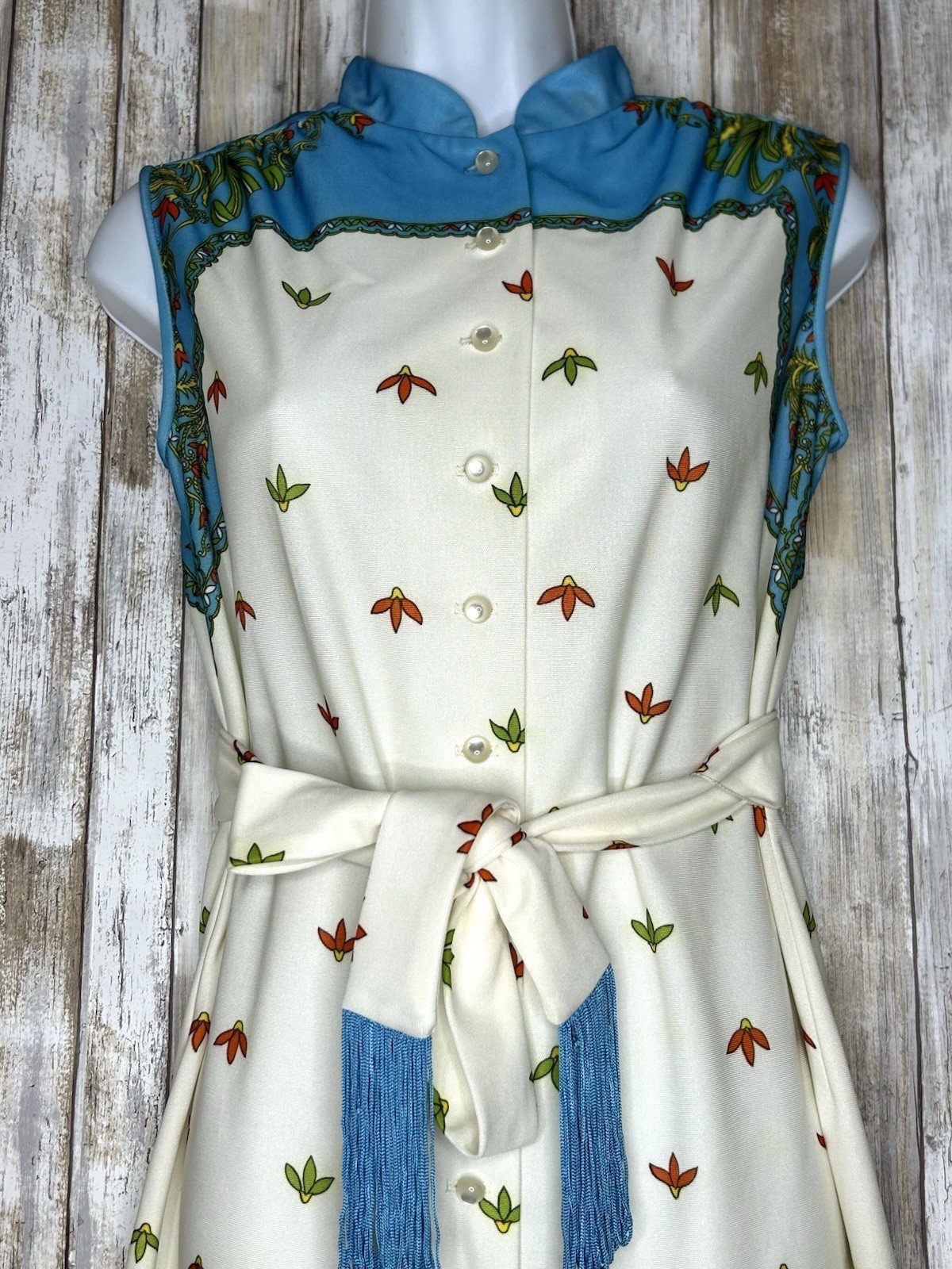 Vintage 60s 70s A Leslie Faye Original Dress Sleeveless With Belt