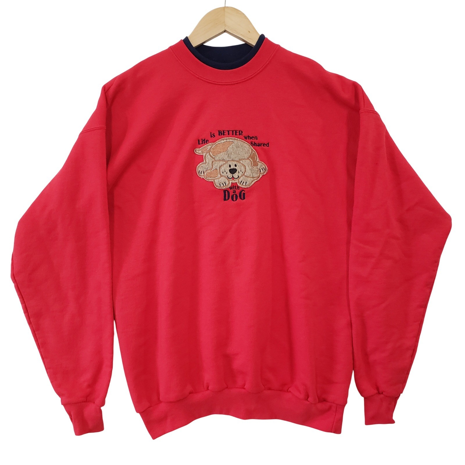 MC Energy Sportswear Sweatshirt Large Red Vintage 90s Dog Graphic Pullover