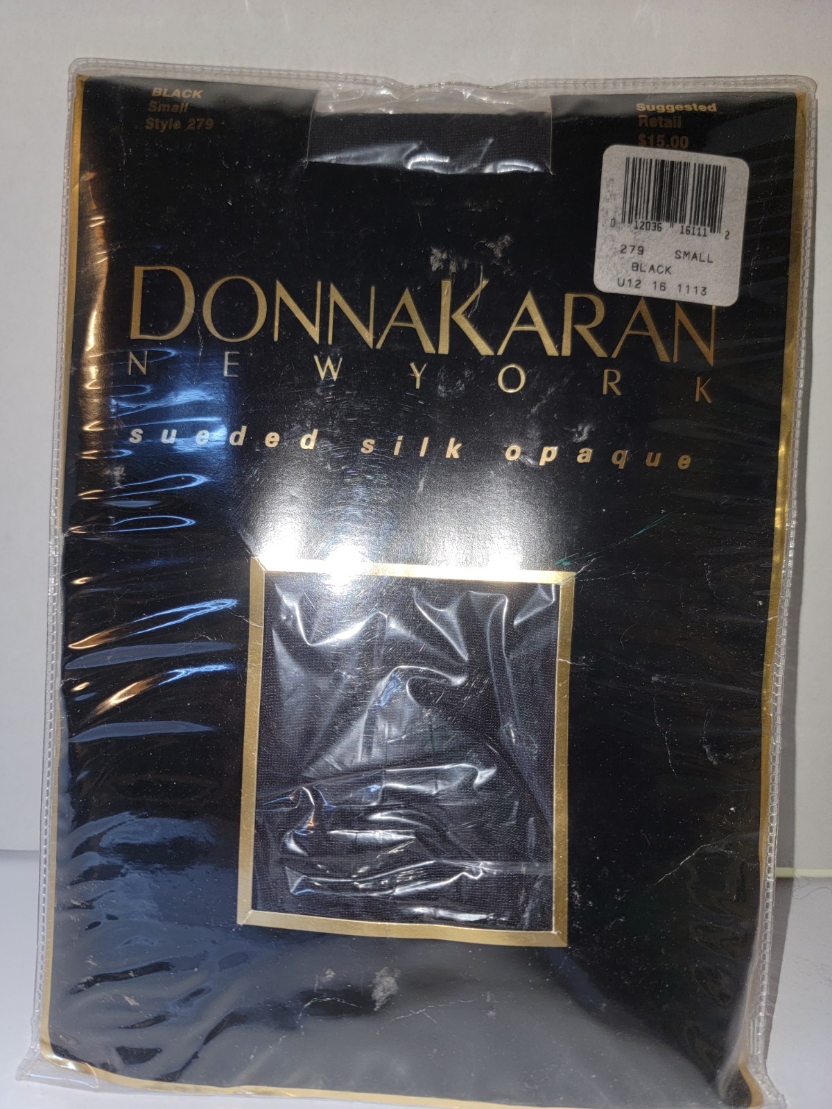 Vintage Donna Karan New York Sueded Silk Opaque Tights Small Black Style 279
