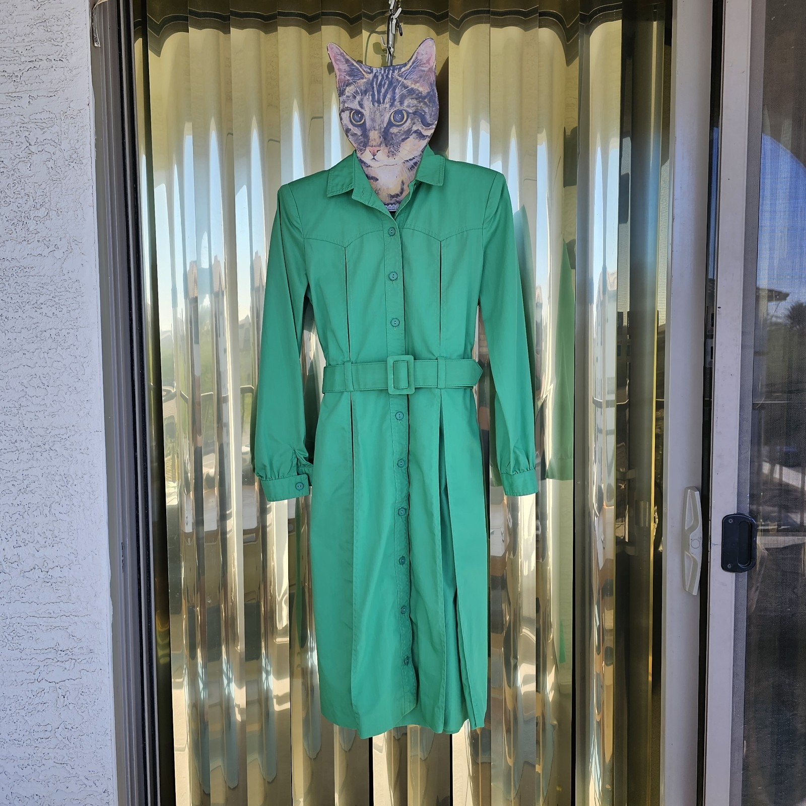Vintage N.R. 1 By Ned Gould Green Western Style Trench Coat Sz 6