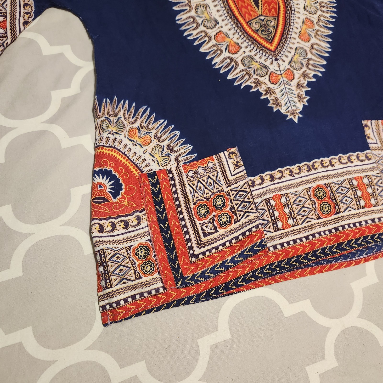 True Vintage 60s 70s Cotton Angel Wing Dashiki Hippy Pullover Top
