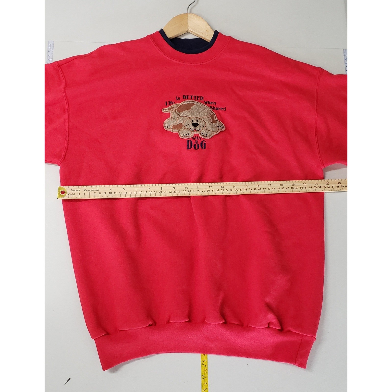 MC Energy Sportswear Sweatshirt Large Red Vintage 90s Dog Graphic Pullover