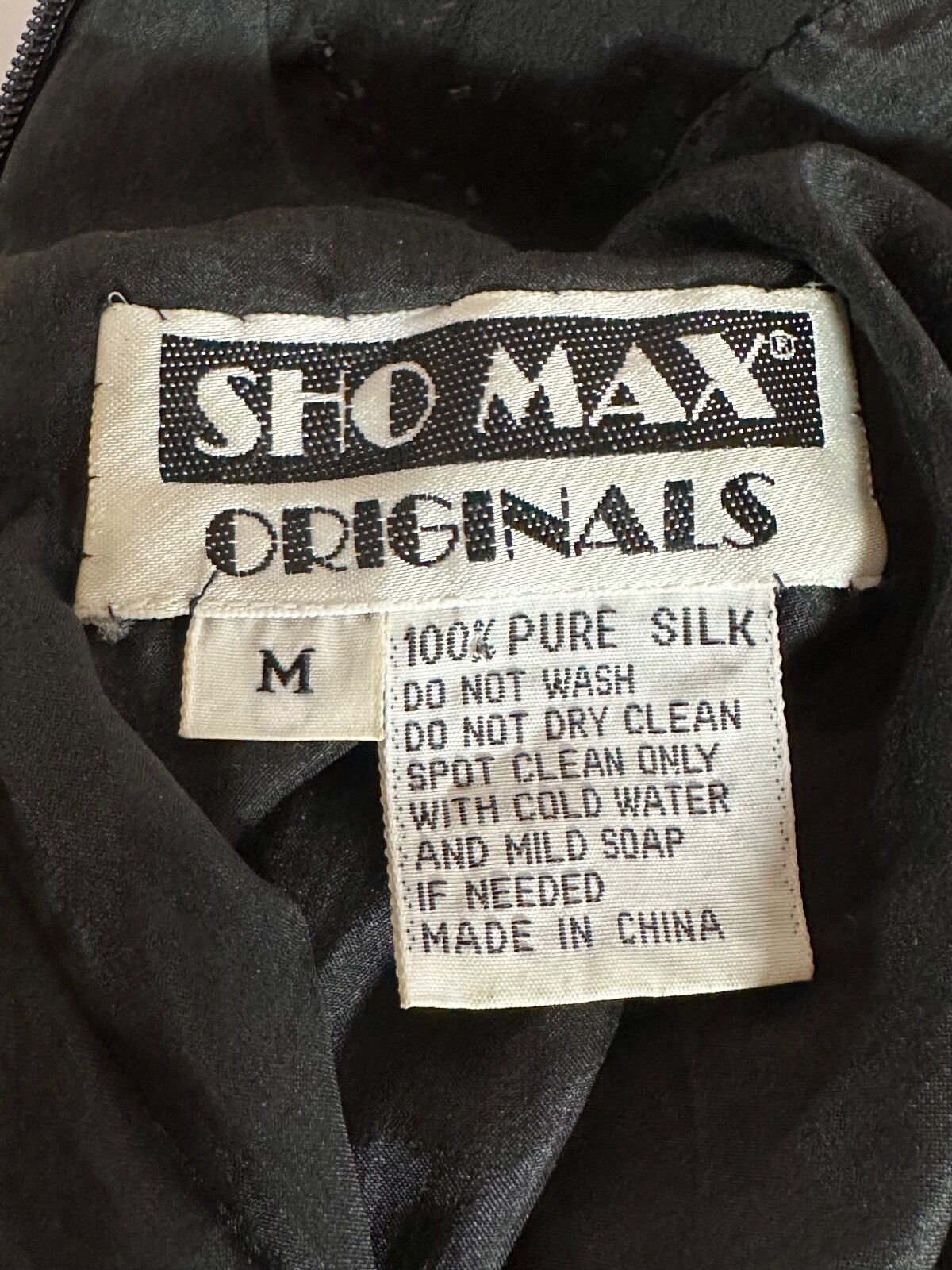 Vintage Sho Max Sheer Black Sequin Beaded Rhinestone Lined Top Blouse Sz M