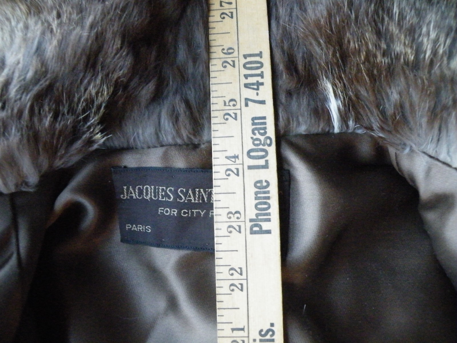 READ „AS IS” Rabbit FUR Women’s Coat PATCHWORK with LABEL Jacques Saint Laurent