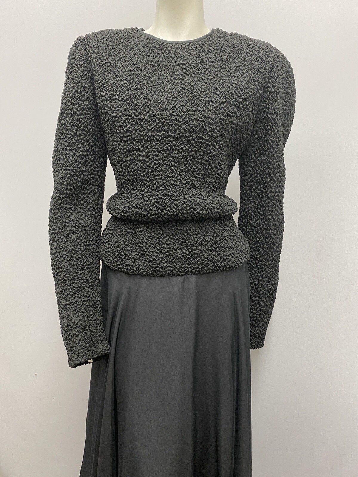 Vintage William Pearson Dress Black Top is All Puckered Cocktail Style Size 10 8