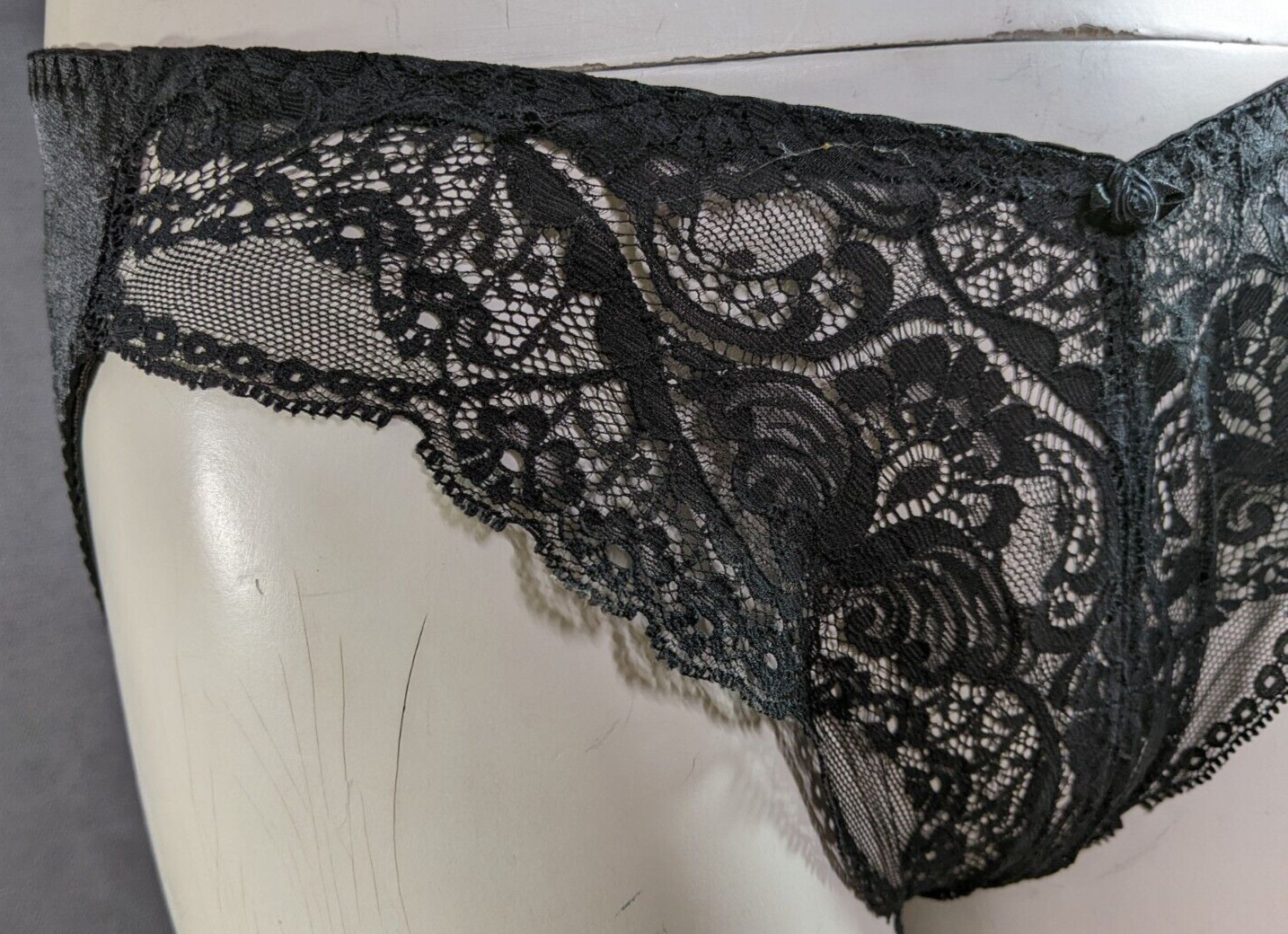 Panties Oscar de la Renta Vintage Underwear Lace Black Sheer Sexy Lingerie L