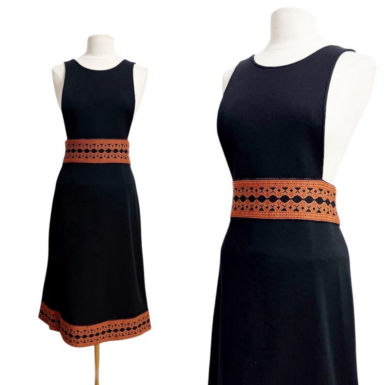 1970s Pinafore Dress / Bohemian Dress / 1970s Dress / Size Medium – Large