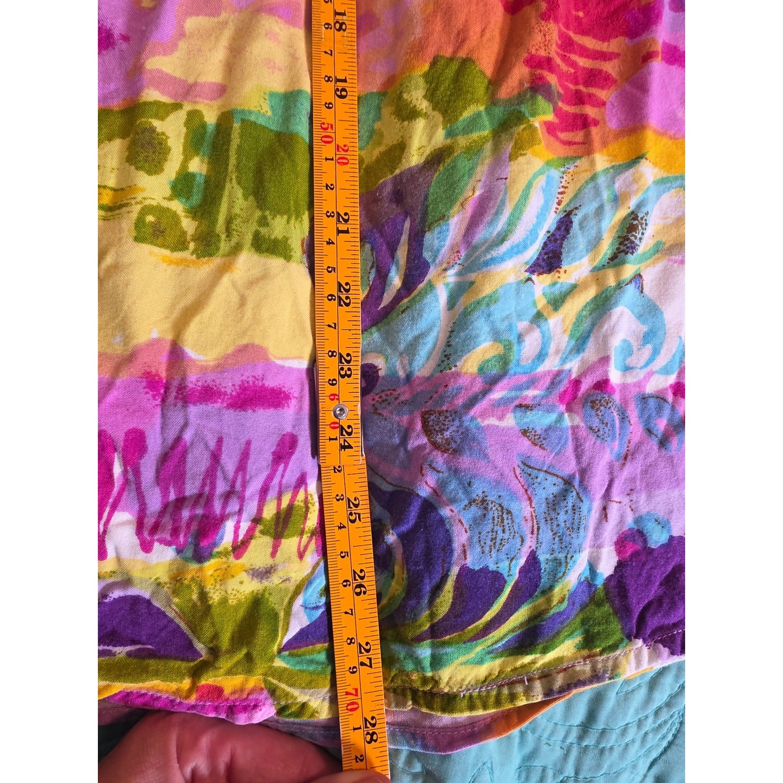 Vintage Art To Wear Boho Abstract Painterly Print Midi Skirt Multi-Color L