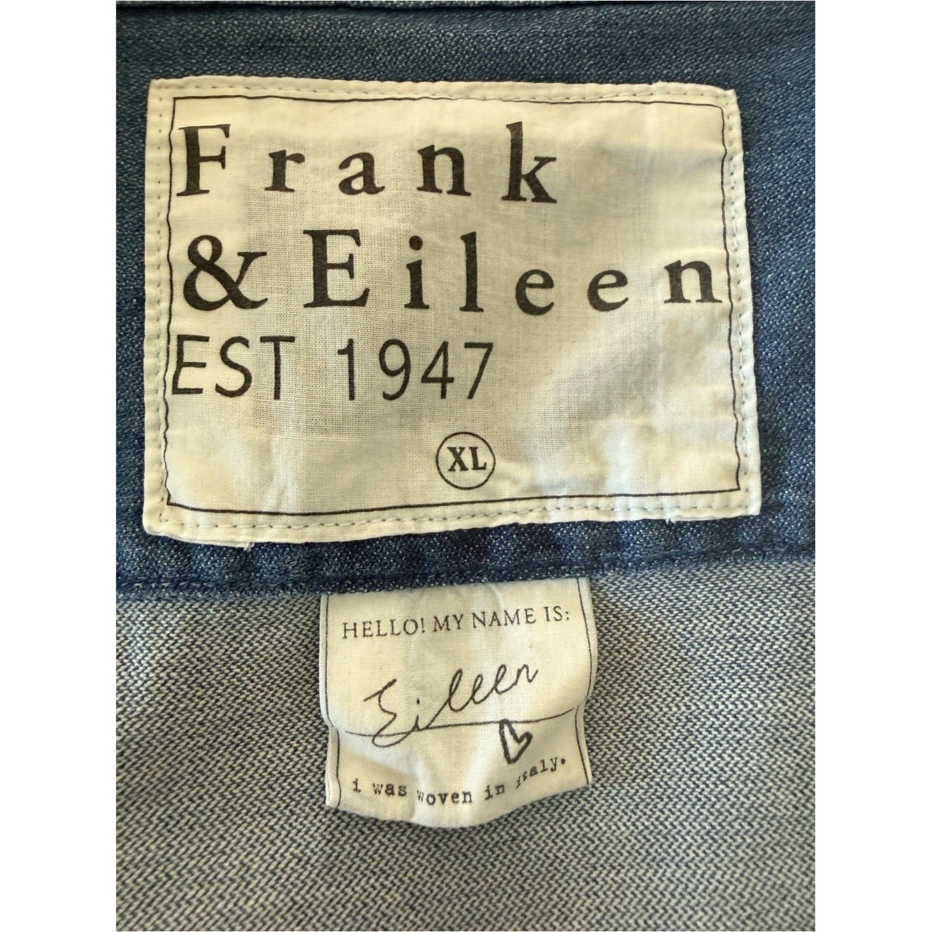 Frank & Eileen – Eileen Button Down In Distressed Vintage Wash Denim Size XL