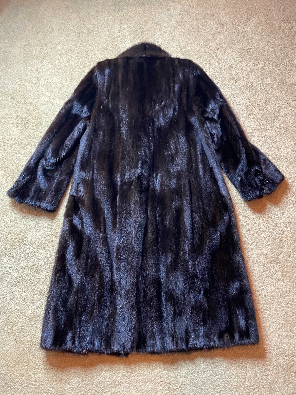 Vintage 40s 50s Carl Herrmann Fur Mink Coat Double Breasted Trench Long Jacket L