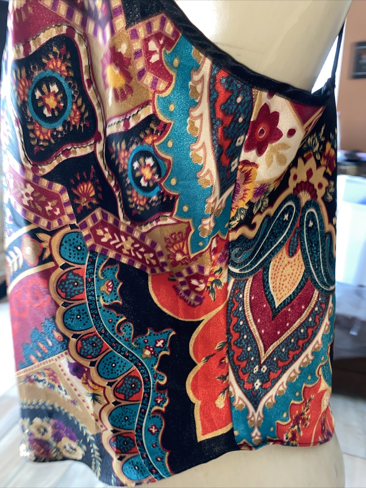 Vtg Inner Most FLORAL CAMISOLE WITH VELVET TRIM STUNNING SM SWC.