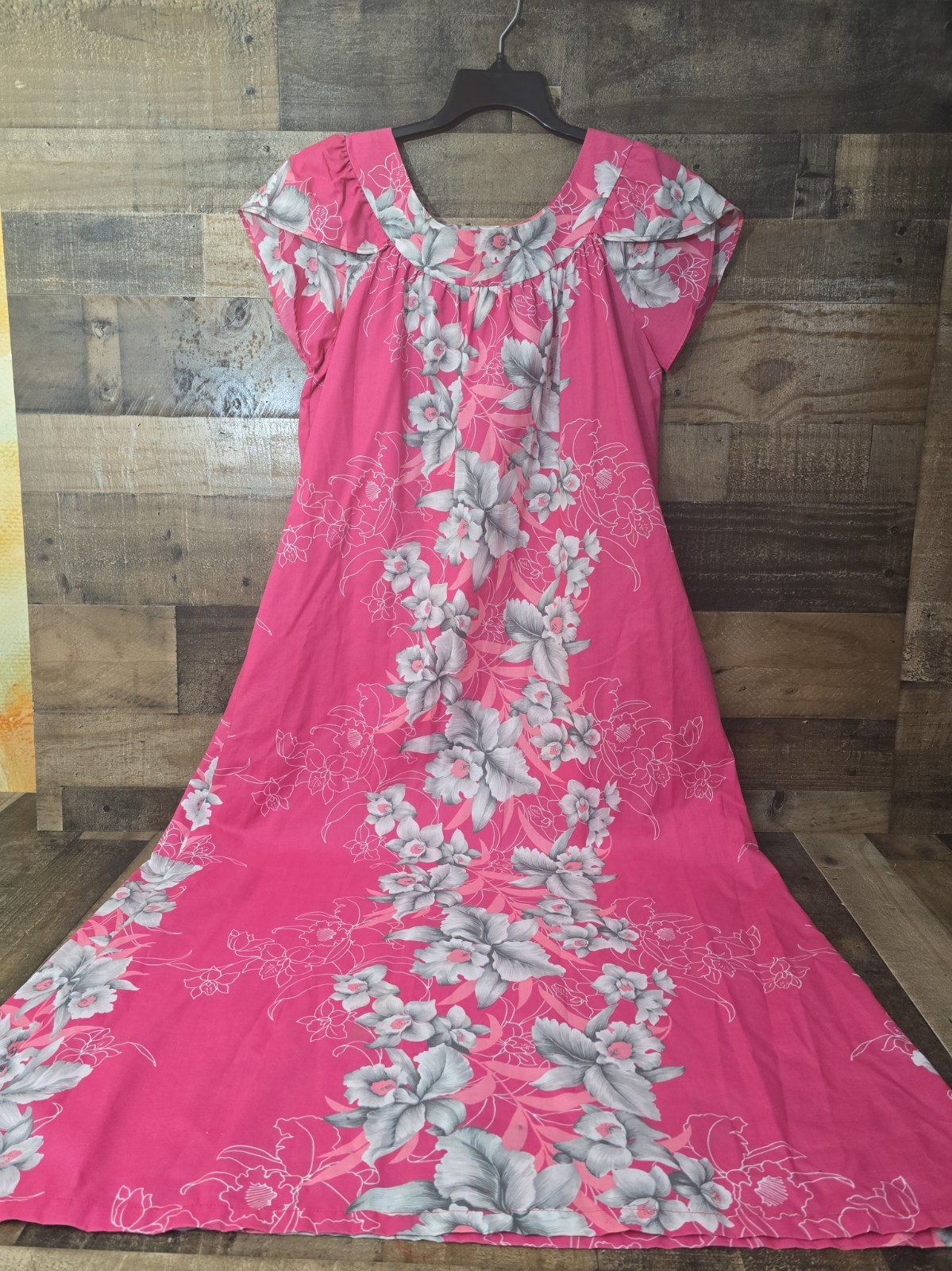 Vtg AIKANE Dress Hawaii Tiki Hawaiian Floral Beach Mumu Maxi Tropical 70s Small