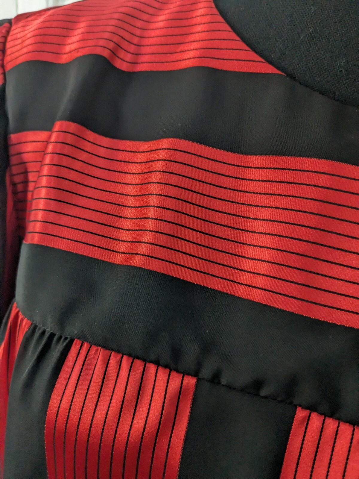 Lorac Original Dress Women’s L/XL Vtg 80s Red Black Stripe Drop Waist Nostalgic