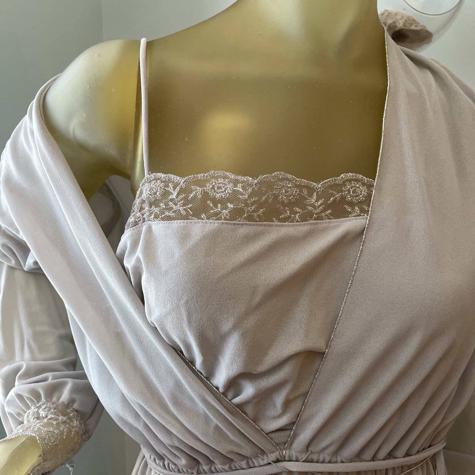 Vintage 70s Disco Dress Lilac Purple Color With Silver Accent, Lace Detail