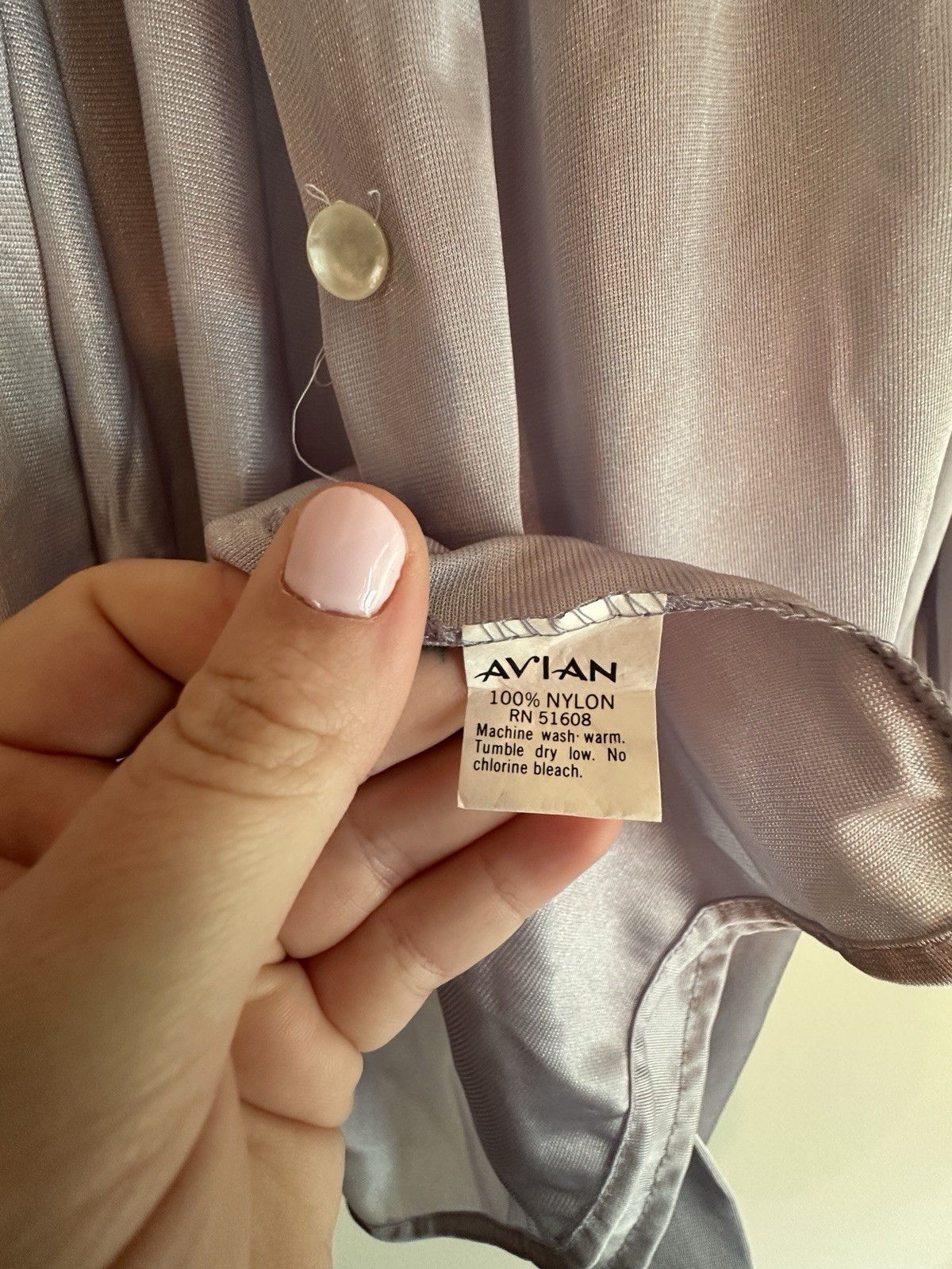 Avian Lilac Purple 100% Nylon Lace Trim Women’s 3/4 Length Size Medium Vintage