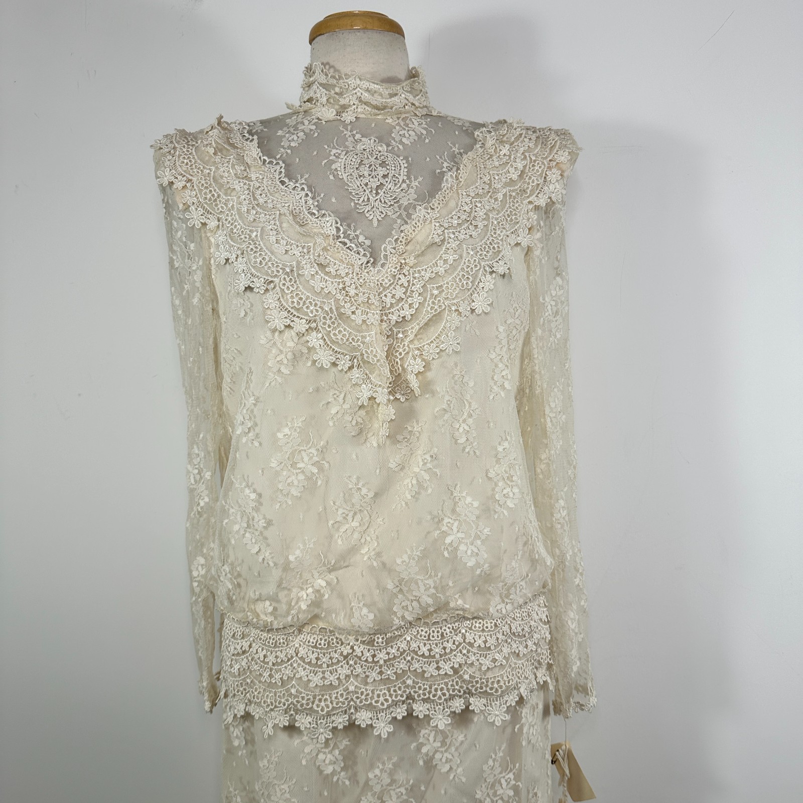 VTG 70s 80s Barbara Chodos Michael Marcella Lace 2 Pc Flapper Set Sz 12 NWT