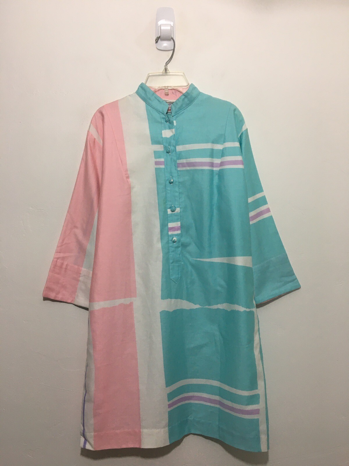 Vtg Catherine Ogust Penthouse Gallery Burma Dress Nehru Collar• Retro Abstract