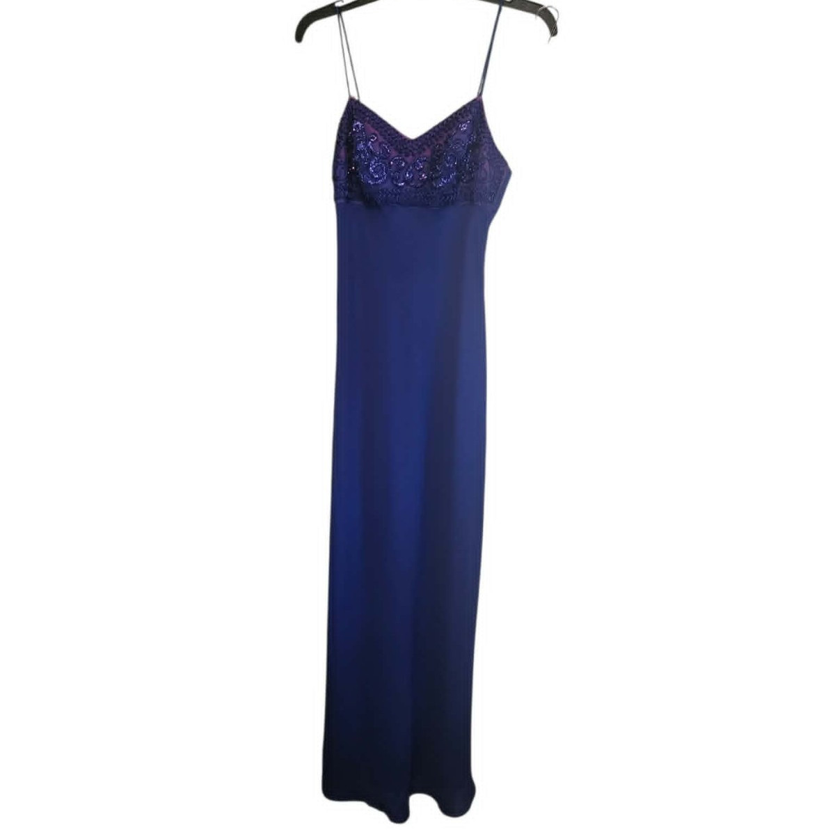VTG 90s Y2K Morgan & Co Linda Bernell Blue Purple Sequin Maxi Prom Dress Sz 5/6